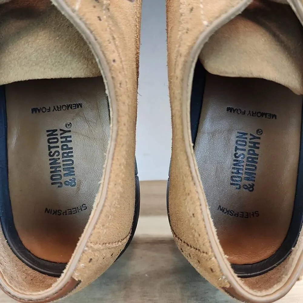 Johnston & Murphy 20-2830 Mens Holden Oxfords Shoes Sheepskin Suede 10.5 M